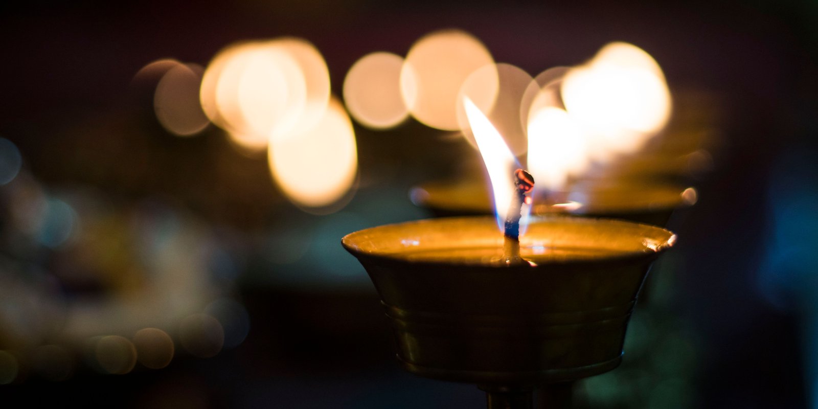 Candles glowing in the dark